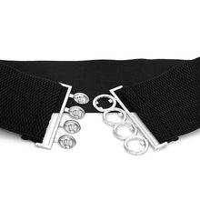 Load image into Gallery viewer, Elegant Wide Fabric Strap  Silver Metal Buckle Belts For Women Trendy Women's Fashion Stretchable Classic Color Belts
