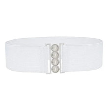 Load image into Gallery viewer, Elegant Wide Fabric Strap  Silver Metal Buckle Belts For Women Trendy Women's Fashion Stretchable Classic Color Belts
