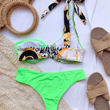 Load image into Gallery viewer, Elegant Women's One Shoulder Swimsuit Two Piece Swim Dress With Bikini Bottom Swim Bikini Bathing Suits New Print Stitching Bikini Swimming Fashion Swimwear For Spring Beach Surf

