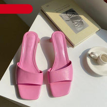 Load image into Gallery viewer, Elegant Women Slippers Summer Outdoor Beach Flip Flop Open Toe Flat Casual Low Heel Sandal Square Open Toe Heeled Sandals Beach Charming  Sandals
