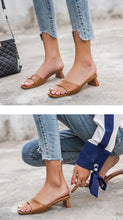 Load image into Gallery viewer, Elegant Women Slippers Summer Outdoor Beach Flip Flop Open Toe Flat Casual Low Heel Sandal Square Open Toe Heeled Sandals Beach Charming  Sandals
