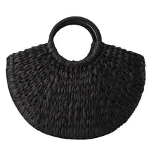 Load image into Gallery viewer, Elehant Women's Woven Wicker Straw Half Round Bag Trendy Large Capacity Female Casual Travel Bag
