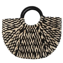 Load image into Gallery viewer, Elehant Women's Woven Wicker Straw Half Round Bag Trendy Large Capacity Female Casual Travel Bag
