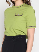 Load image into Gallery viewer, Embellished Chain Link Trim Short Sleeve Top
