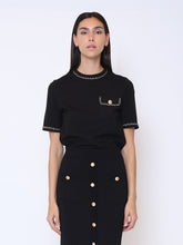 Load image into Gallery viewer, Embellished Chain Link Trim Short Sleeve Top

