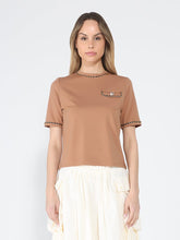 Load image into Gallery viewer, Embellished Chain Link Trim Short Sleeve Top
