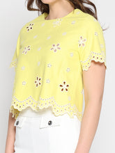 Load image into Gallery viewer, Embroidered eyelet crop top
