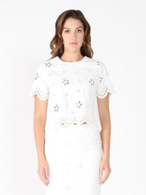 Load image into Gallery viewer, Embroidered eyelet crop top
