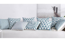Load image into Gallery viewer, Embroidered Geometric Pillow Cover 100% Cotton Woolen Cushion Cover Modern Nordic Style Pink Blue Pillow Cover For Home Decor Embroidery Cushion Cover Decorative Throw Pillow Cover Geometric Invisible Pillow Cover for Living Room 45X45CM
