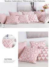 Load image into Gallery viewer, Embroidered Geometric Pillow Cover 100% Cotton Woolen Cushion Cover Modern Nordic Style Pink Blue Pillow Cover For Home Decor Embroidery Cushion Cover Decorative Throw Pillow Cover Geometric Invisible Pillow Cover for Living Room 45X45CM
