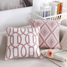 Load image into Gallery viewer, Embroidered Geometric Pillow Cover 100% Cotton Woolen Cushion Cover Modern Nordic Style Pink Blue Pillow Cover For Home Decor Embroidery Cushion Cover Decorative Throw Pillow Cover Geometric Invisible Pillow Cover for Living Room 45X45CM
