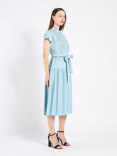 Load image into Gallery viewer, Embroidered Midi Dress with Cap Sleeves and Waist
