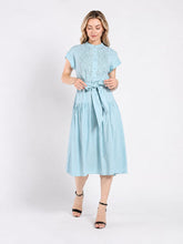 Load image into Gallery viewer, Embroidered Midi Dress with Cap Sleeves and Waist
