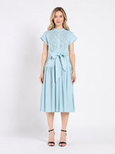Load image into Gallery viewer, Embroidered Midi Dress with Cap Sleeves and Waist
