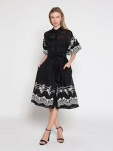 Load image into Gallery viewer, Embroidered sleeve &amp;skirt bottom puff sleeve dress
