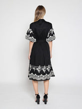 Load image into Gallery viewer, Embroidered sleeve &amp;skirt bottom puff sleeve dress
