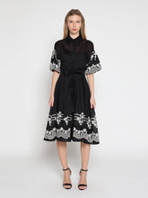 Load image into Gallery viewer, Embroidered sleeve &amp;skirt bottom puff sleeve dress
