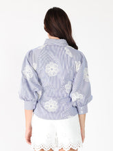 Load image into Gallery viewer, Embroidered Stripped Side Tie Long Sleeve Top
