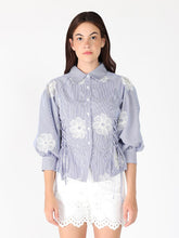 Load image into Gallery viewer, Embroidered Stripped Side Tie Long Sleeve Top
