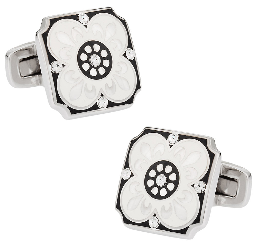 Enamel Crystal Cufflinks in Black and White