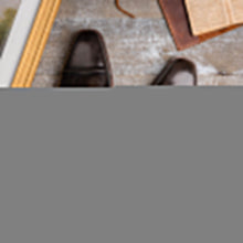 Load image into Gallery viewer, 25-550-GRY ENZO Italian Calfskin Cap Toe Burnished Black
