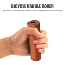 Load image into Gallery viewer, Ergonomic Bike Handle Grips PU Leather Soft Rubber Bicycle Mountain Bike Anti-Slip Handlebar Grips Retro Artificial Leather Handle Grips Cycling Anti Slip Road Mountain Comfortable Bike Handlebar Grips

