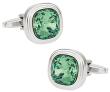 Load image into Gallery viewer, Erinite Green Crystal Cufflinks
