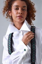 Load image into Gallery viewer, Meadow Green Floral Print Handmade Italian Cufflinks with Clear Resin
