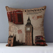 Load image into Gallery viewer, European Style Throw Pillow Covers Red London Street Bus Telephone Booth Big Ben Square Cushion Covers For Home Bed Sofa Throw Pillow Covers Red Bus and Telephone Booth Design Cushion Case Cotton Linen Home Sofa Decor 45X45CM
