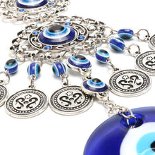 Load image into Gallery viewer, Evil Eye Wind Chimes Home Wall Hanging Decor Blue Evil Eye Wall Hanging Ornament With Round Eye Design Metal Home Decor Protection And Good Luck Charm Gift Blessing Protection Gift Dream Catcher Blue Rhinestone Wind Chimes
