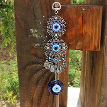 Load image into Gallery viewer, Evil Eye Wind Chimes Home Wall Hanging Decor Blue Evil Eye Wall Hanging Ornament With Round Eye Design Metal Home Decor Protection And Good Luck Charm Gift Blessing Protection Gift Dream Catcher Blue Rhinestone Wind Chimes

