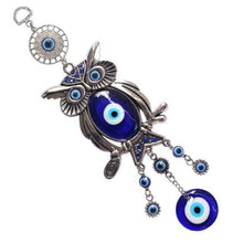 Load image into Gallery viewer, Evil Eye Wind Chimes Home Wall Hanging Decor Blue Evil Eye Wall Hanging Ornament With Round Eye Design Metal Home Decor Protection And Good Luck Charm Gift Blessing Protection Gift Dream Catcher Blue Rhinestone Wind Chimes
