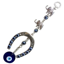 Load image into Gallery viewer, Evil Eye Wind Chimes Home Wall Hanging Decor Blue Evil Eye Wall Hanging Ornament With Round Eye Design Metal Home Decor Protection And Good Luck Charm Gift Blessing Protection Gift Dream Catcher Blue Rhinestone Wind Chimes
