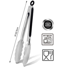 Load image into Gallery viewer, Extra Long Stainless Steel BBQ Tongs Salad Food Clips BBQ Flipping Tongs Non-Stick Kitchen Cooking Tools Stainless Steel and Non-Slip Heat Resistant Handle Great for Cooking Turning and Barbecue
