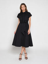 Load image into Gallery viewer, Eyelet And Solid Fabric Belt Dress
