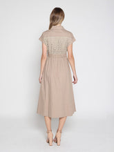 Load image into Gallery viewer, Eyelet And Solid Fabric Belt Dress
