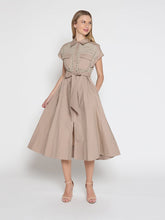 Load image into Gallery viewer, Eyelet And Solid Fabric Belt Dress
