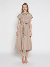 Load image into Gallery viewer, Eyelet And Solid Fabric Belt Dress
