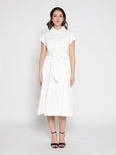 Load image into Gallery viewer, Eyelet And Solid Fabric Belt Dress
