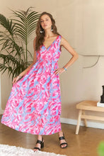 Load image into Gallery viewer, New Summer Abstract Floral V-Neck Maxi Dress – Elegant, Artistic Print, Flattering Silhouette, Sophisticated Glamour
