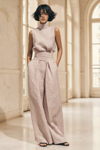 Load image into Gallery viewer, Women's Linen-Blend High-Neck Sleeveless Top &amp; Wide-Leg Pants Set
