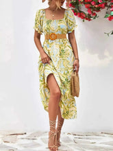 Load image into Gallery viewer, Smocked Printed Puff Sleeve : Midi Dress

