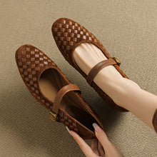 Load image into Gallery viewer, Women's Sheepskin Mary Jane Shoes – Single Strap Round Toe Flat Leather Shoes
