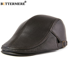 Load image into Gallery viewer, Men Beret Hat Real Leather Flat Cap
