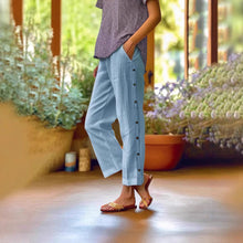 Load image into Gallery viewer, Cropped Pants With Decorative Buttons Along the Side Seams
