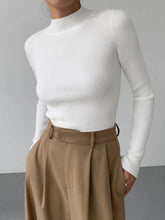 Load image into Gallery viewer, Women’s Tight Fit Crew Neck Knitted Top – Slim Sweater
