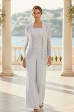 Load image into Gallery viewer, Women's Floral Lace Jacket &amp; Top &amp; Chiffon Wide-Leg Pants Three-Piece Formal Set – 12 Colors US0–14
