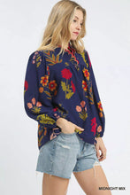 Load image into Gallery viewer, Umgee Flower Print Blouse with Scalloped Neckline

