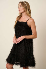 Load image into Gallery viewer, Feather Ruffle Hem Mini Cami Dress For Women – Ruffled Mini Dress, Cami Dress, Feather Detail Dress, Playful Mini Dress, Warm Weather Dress
