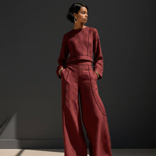 Load image into Gallery viewer, Women's Cropped Long-Sleeve Top &amp; Ultra-Wide Palazzo Pants Set
